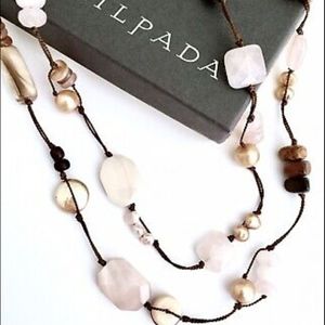 Silpada Pink Pearl Rose Quartz Long Necklace N1428